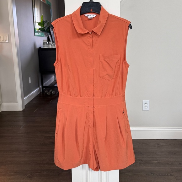 Athleta NWOT Brooklyn Sleeveless Zip Romper in Sunbaked Orange Clay 8 - Picture 2 of 9